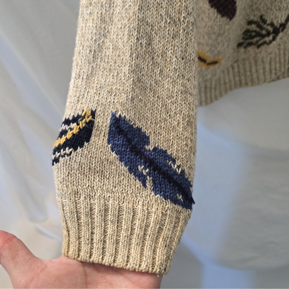 Vtg 90s Northern Treasures Winter Bird House Knit Cardigan Sweater Sz M - Picture 8 of 14